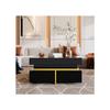 Table basse - MUVOE - Haute brillance - 2 tiroirs - Accents dorés - Design contemporain