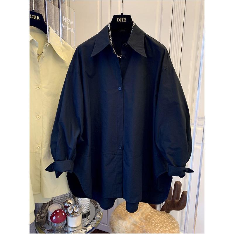 DAFIFY Женская мода, повседневные весенне-осенние однотонные рубашки-поло с длинным рукавом и принтом, блузки и рубашки