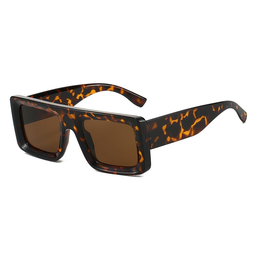 New Retro Tortoise Shell Square Women Sunglasses Personality Brand Design Men Versatile Casual Glasses Uv400