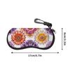 2D-Vintage Floral Pattern Protective Zipper Sunglasses Case, Stylish Botanical Print Eyeglass Holder, Portable Travel Eyewear Pouch for Women