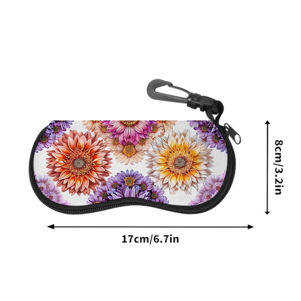 2D-Vintage Floral Pattern Protective Zipper Sunglasses Case, Stylish Botanical Print Eyeglass Holder, Portable Travel Eyewear Pouch for Women
