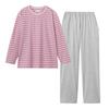 Gunze Long Sleeves and Jersey Size L Women's Pajamas, Loungewear, Pants, Cotton, Striped, Pink,