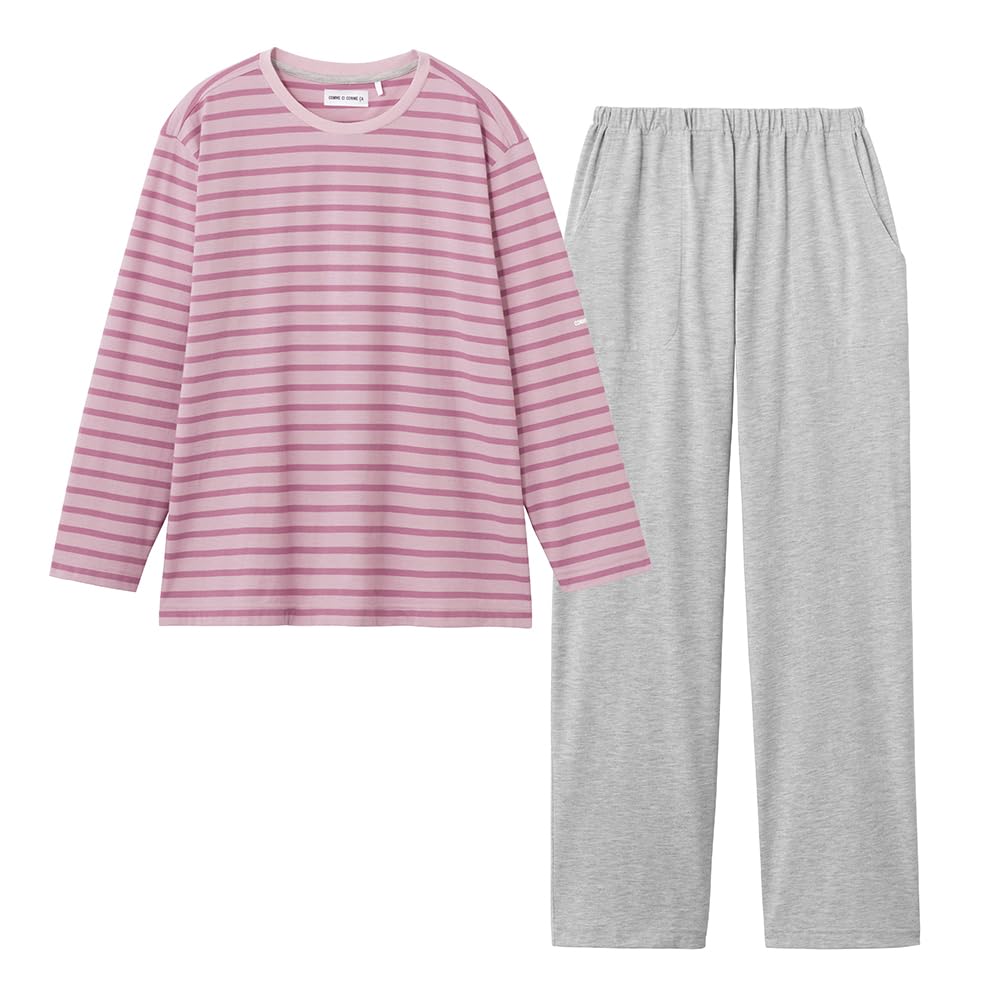 Gunze MF8215 Long Sleeve Striped Women's Pants, Jersey,