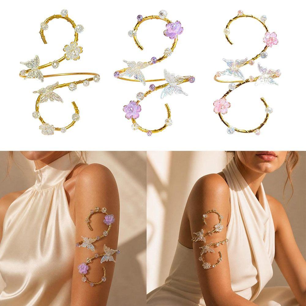 Butterfly Flower Upper Arm Band Adjustable Body Jewelry Cuff New Open Bangle Bracelet Women