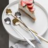 Stainless Steel Tea Spoons Set Gold Silver Flower Coffee Spoon Honey Dessert Ice Cream Scoop Long Handle Teaspoon Tableware