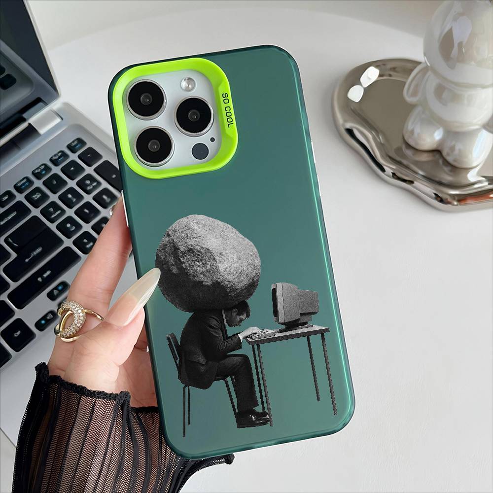 Чехол для телефона 'Pressure people' для iPhone 16 15 14 13 12 17 Pro Max Plus, разноцветный, матовый, с серебряным покрытием, защитный
