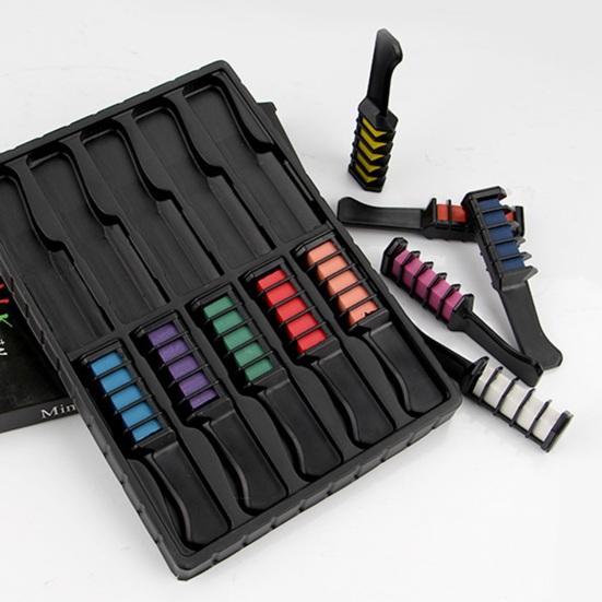 10 Colors Hair Dye Comb Washable Temporary Hair Chalk Kids Adults Disposable Hair Color Powder Applicator Brush Christmas Halloween Cosplay Makeup