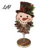 Funny Office Desk Toys Retro Wooden Christmas Ornaments Gingerbread Man/Reindeer/Snowman Figurine with Spring Base Cute Desktop Healing Ornaments