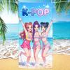 Чиби K-Pop Летний Идол Эстетика Пляжное Полотенце Ультра Впитывающее Прохладные Вещи для Комнаты Полотенце для Ванны Спортзал Плавание На Открытом Воздухе Розовый Декор для Комнаты