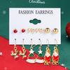 6 Pairs Of Women Earrings Christmas Series Christmas Tree Snowman Deer Pattern Earrings Fashionable Cute And Simple Accessories