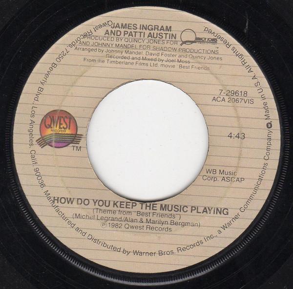 7-дюймовая пластинка JAMES INGRAM PATTI AUSTIN How Do You Keep The Music Playing 729618 Qwest Records 1982 США SoulFunk Б/у