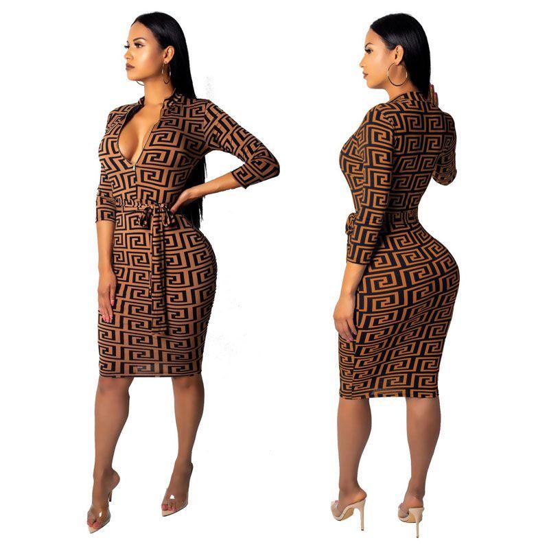 Fashion Womens Winter Women Long Sleeve Dress Slim Fit Sexy Dress Vneck