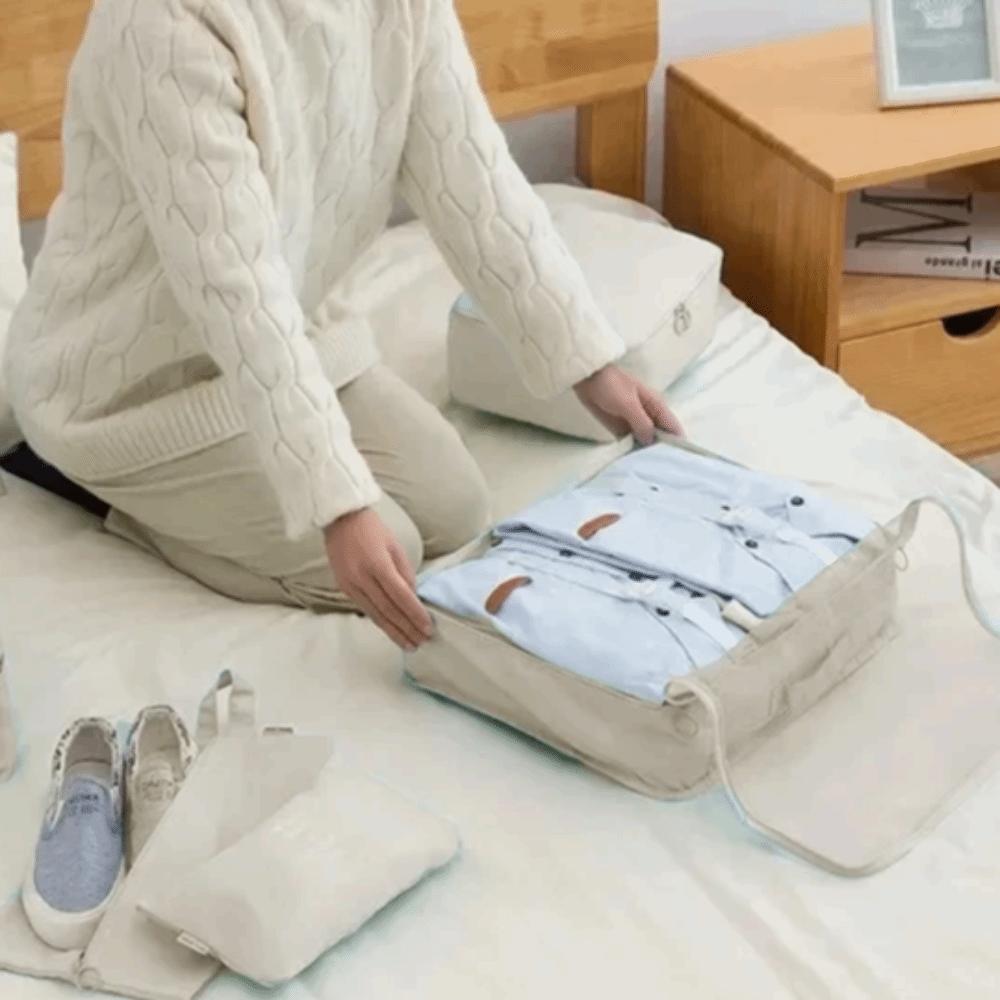 7Pcs/Set Large Capacity Suitcase Packing Cubes Set Folding Clothes Shoe Tidy Pouch Wardrobe