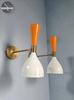 Mid Century Brass Diabolo Wall Sconce Pair: Italian Stilnovo Style