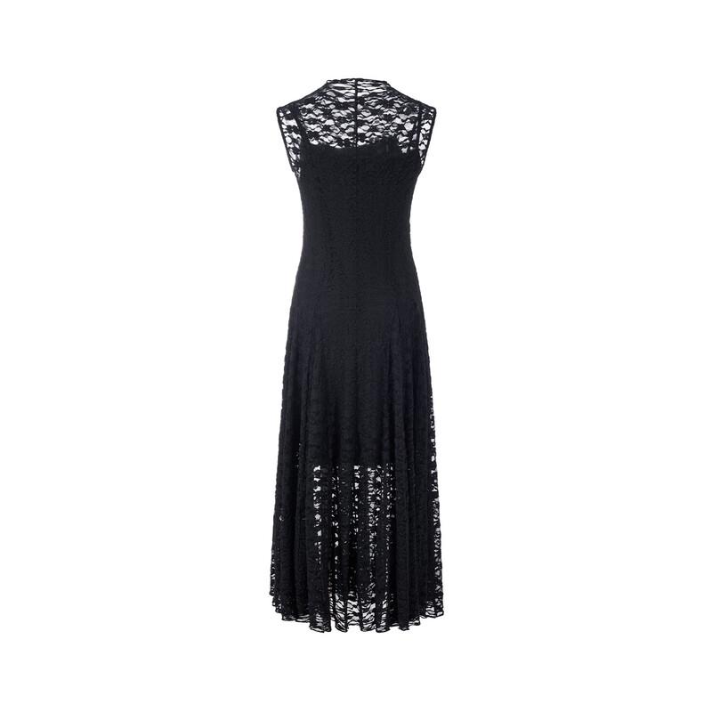 GIOVANNI VALENTINO Elegant Lace See-Through Sleeveless A-Line Midi Dress