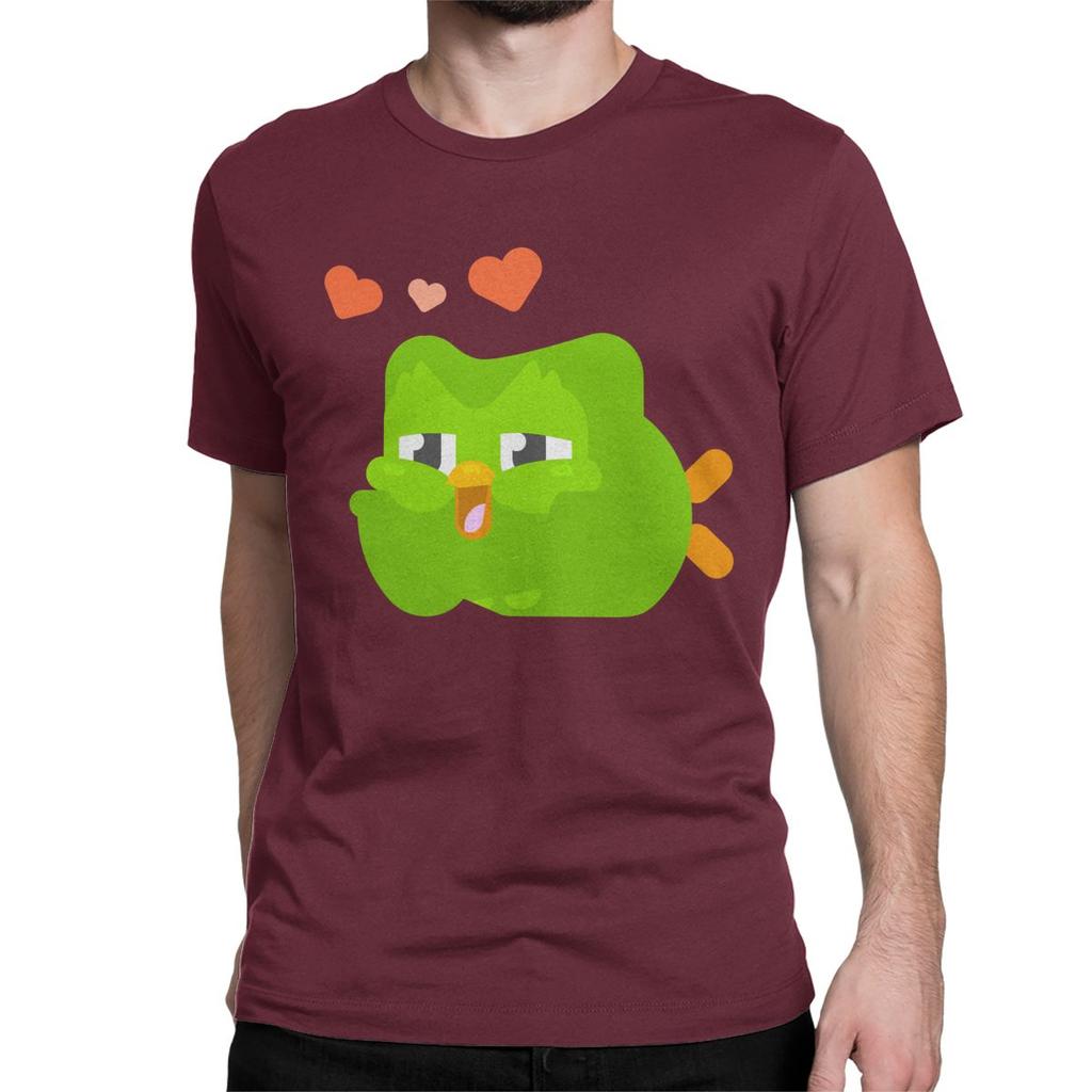 Мужские Женские Милые Футболки Duolingo Мультяшная Сова Хлопковые Топы Модные Футболки с Коротким Рукавом и Круглым Вырезом Вечериночная Футболка