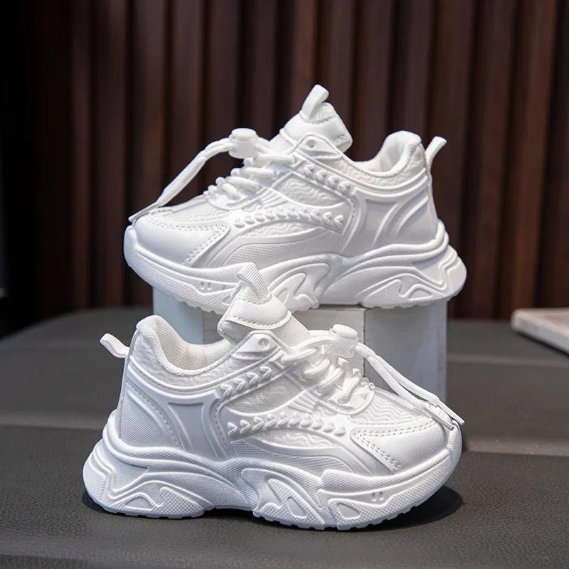 Весенние новые детские кроссовки, женская повседневная обувь, маленькие белые туфли, дышащая вулканизированная резиновая спортивная обувь для детей