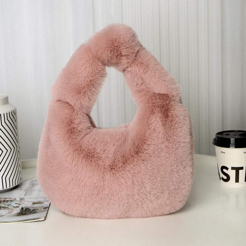 Simple Autumn and Winter Underarm Dumpling Bag Women's Bag Fashion Handbag Messenger Bag Plush Bag