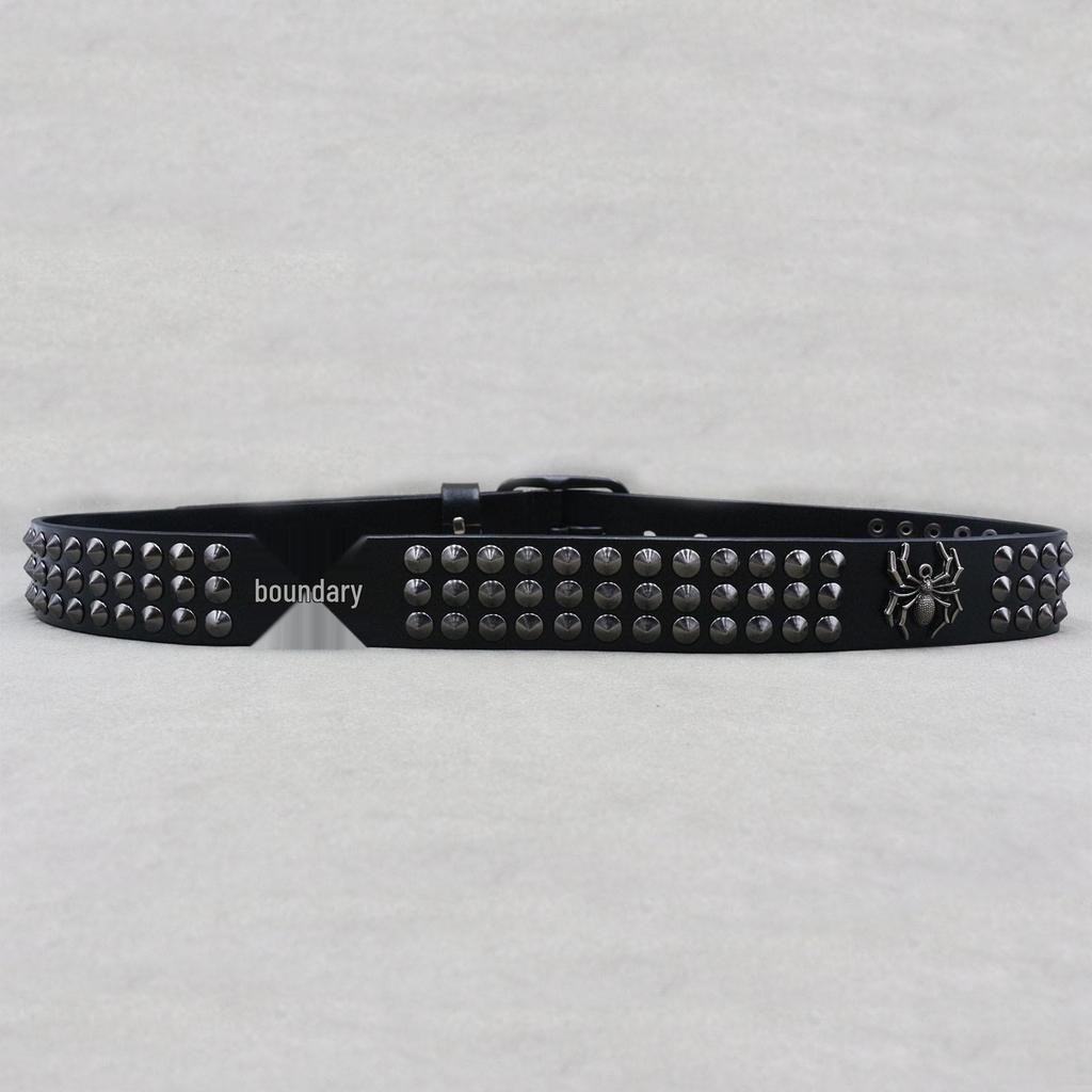 2024 Оригинальный Дизайн Панк Кожаный Ремень с Шипами-Пауками, Заклепками и D-образной Пряжкой
