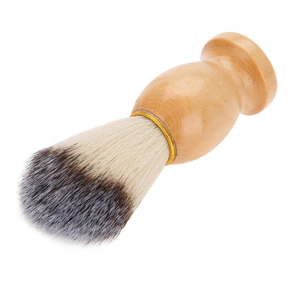 Portable Men Soft Synthetic Hair Wood Handle Beard Shaving Brush Barber Salon Tool