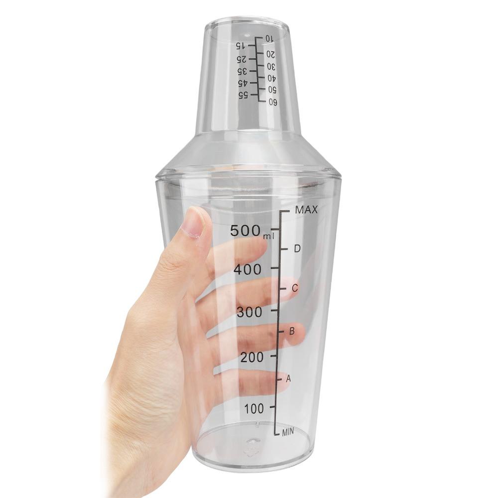 Clear Plastic Cocktail Shaker Set Spill Prevent Design Measuring Jigger Set Beverage Mixing