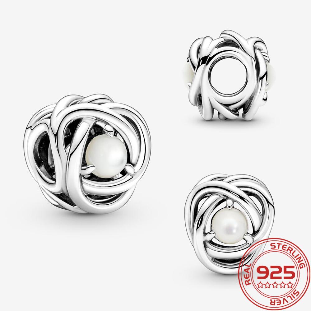 New S925 Silver Charm May Green Birthstone Eternity Circle Charm Fit Fashion 3mm Bracelet DIY Girl Necklace Pendant Gift