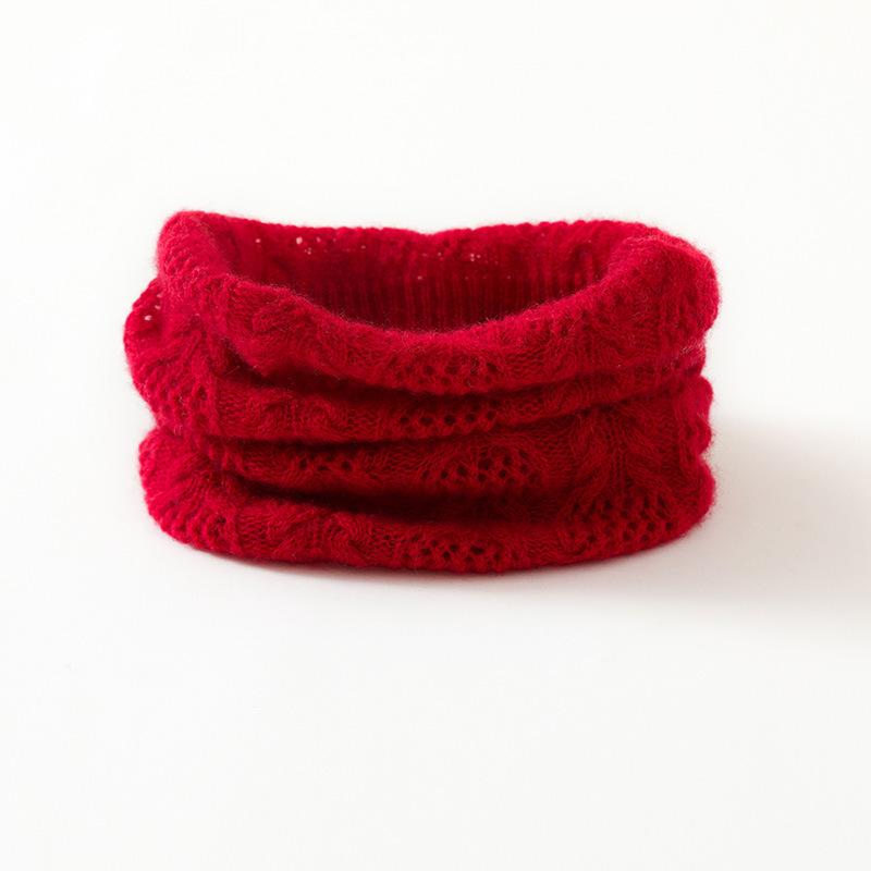 Autumn/Winter Cashmere Knit Women's Scarf: Solid Color Hollow-out Neck Warmer Pullover