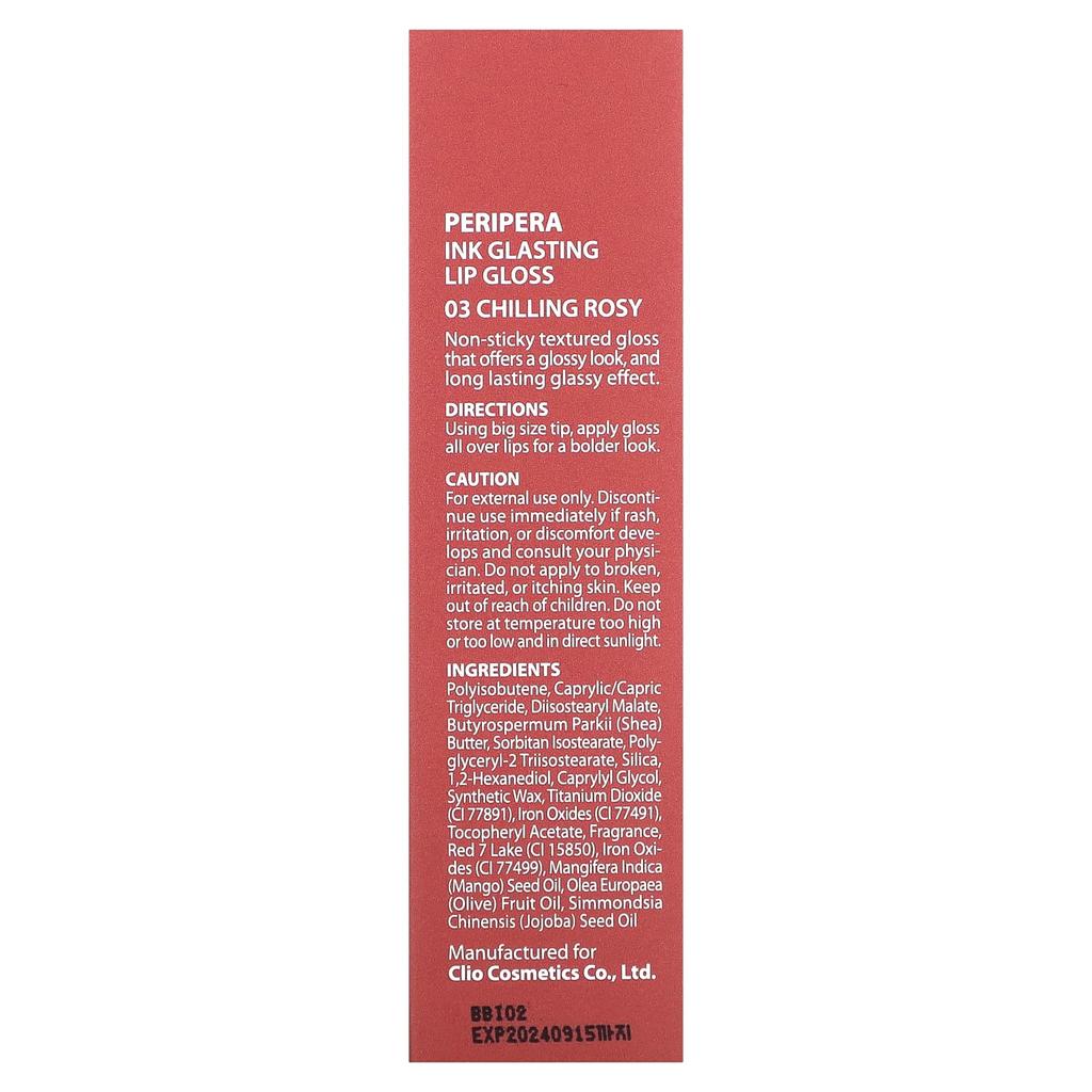Peripera Ink Glasting Lip Gloss, 03 Chilling Rosie, 0.15 Fl Oz (4.5 Ml)