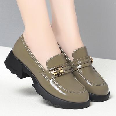 Модные туфли на платформе в британском стиле 3 см, женские мокасины, весна 2024 г., яркие кожаные туфли на среднем каблуке для офисной мамы