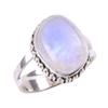 Natural Rainbow Moonstone Gemstone 925 Solid Sterling Silver Ring Size 6 P7c92