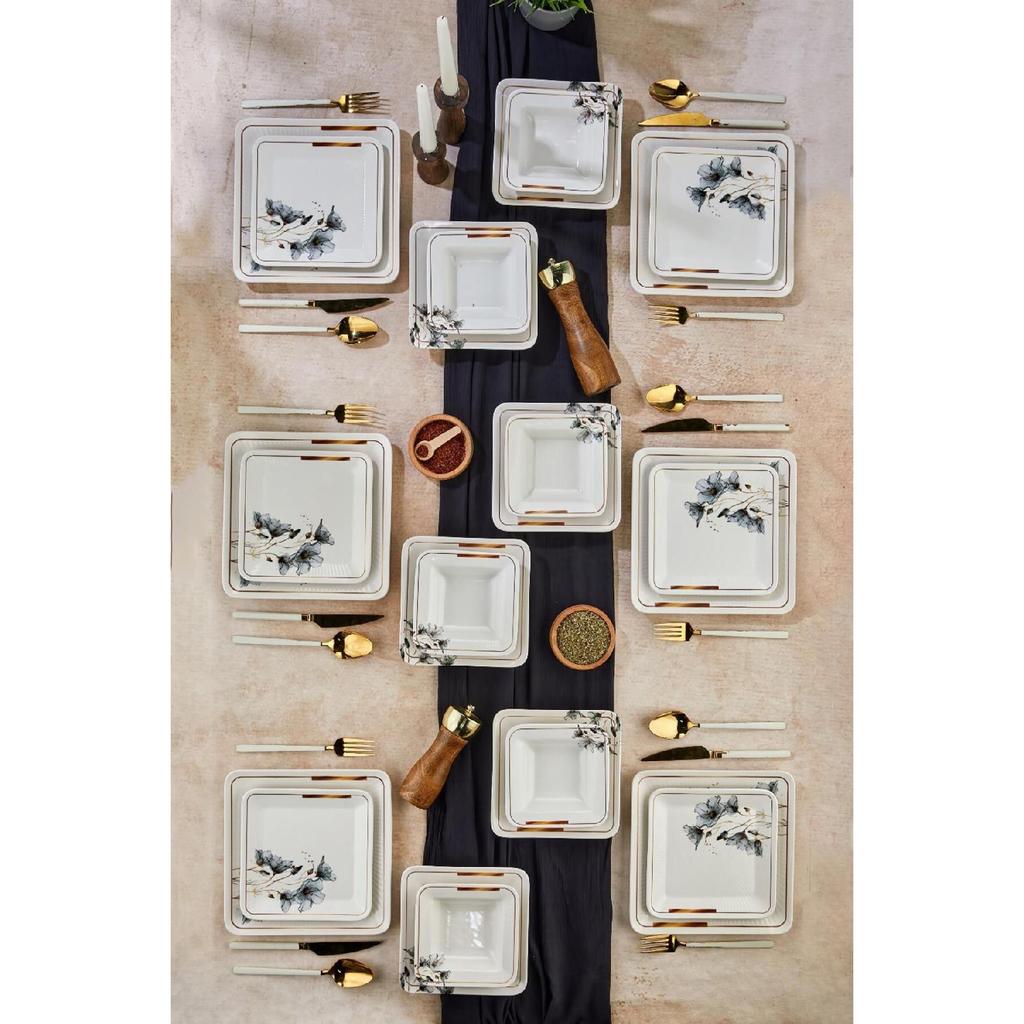 Lux Ceramic Lotus Flower 24 Piece Dinnerware Set For 6 Persons