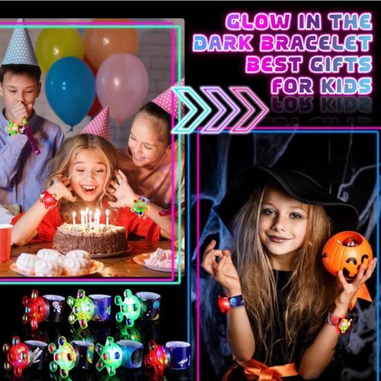 10 шт. светодиодных браслетов, светящихся в темноте, сувениры для вечеринок для детей, подарки на день рождения, призы для класса, карнавальные награды, забавная интерактивная игрушка