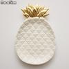Gold Plated Pineapple Ceramic Storage Plate Snack Plates Dessert Jewelry Dish Make Up Tray