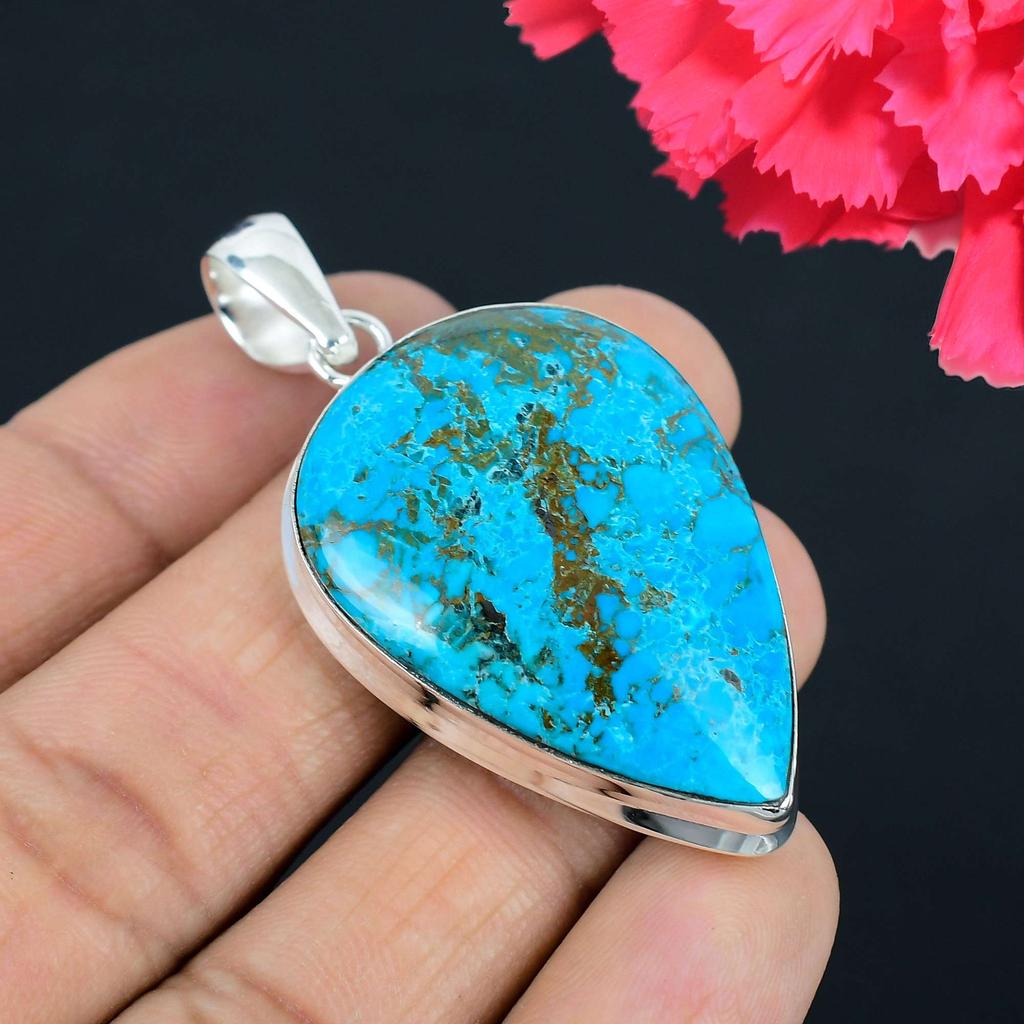 Подвеска из драгоценного камня бирюзы, твердая подвеска из стерлингового серебра 925 пробы, ювелирный подарок для унисекс
