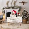 Luxury Soft Warm Plush Cat Bed Nesting Chair with Wood Legs Washable Waterproof Cushion Pad Pet Bed for Small Animals