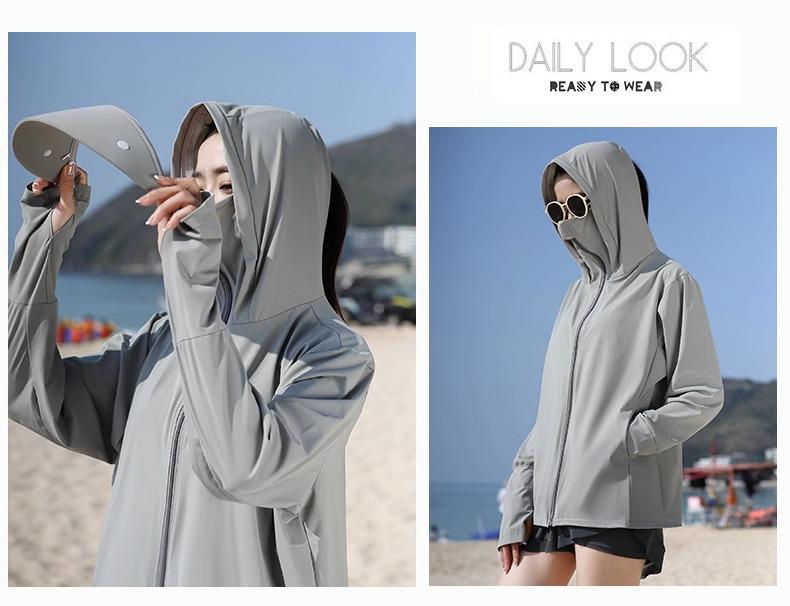 Women's UPF 50+ Detachable Large Brim Sun Protection Jacket - Ice Silk, Breathable, Spring/Summer Sunscreen Clothing