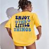 Женские футболки с надписью «Наслаждайтесь мелочами», свободная одежда большого размера, дышащий хлопок с короткими рукавами и круглым вырезом
