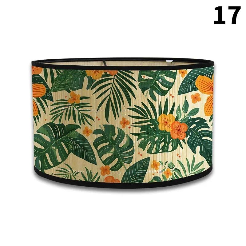 E27 Винтажные абажуры с цветочным принтом из бамбука ручной работы, чехол для лампы для бара, кафе, настенный светильник, люстра для домашнего декора
