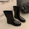 2025 новые осенне-зимние простые сапоги-рыцари с широким голенищем и плоской подошвой, ботинки Мартин на толстом каблуке, женские ботинки до середины голени в британском стиле