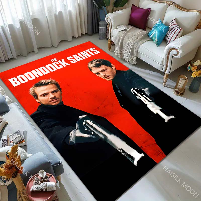 1PC Dual gun-wielding figures, red background Carpet for Living Room Bedroom Sofa Home Decor Rus Non-slip Floor Mat Luxury Gift