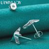 URMYLADY 925 Sterling Silver Star Stud Earrings For Women Wedding Party Charm Jewelry