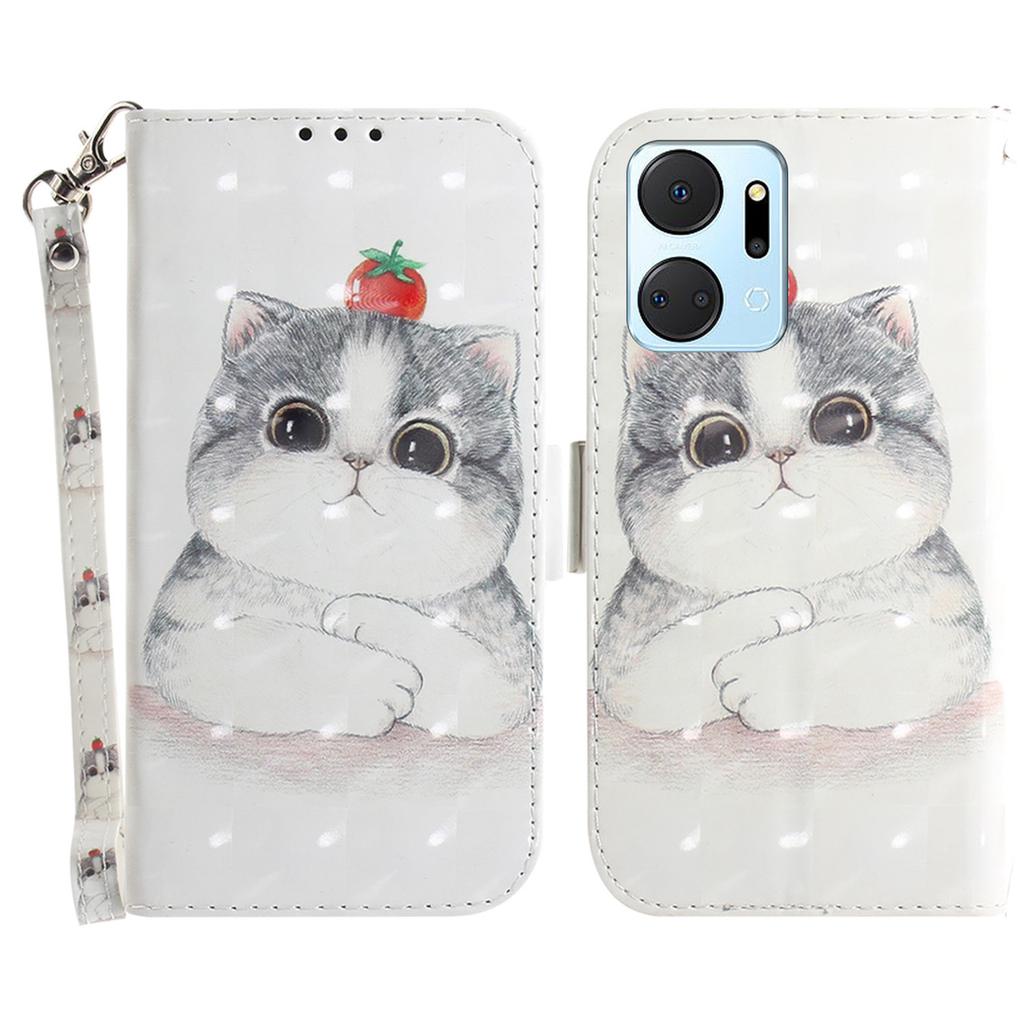 Чехол из искусственной кожи для Honor X7a 5G Защитный чехол Чехол-кошелек для телефона с ремешком