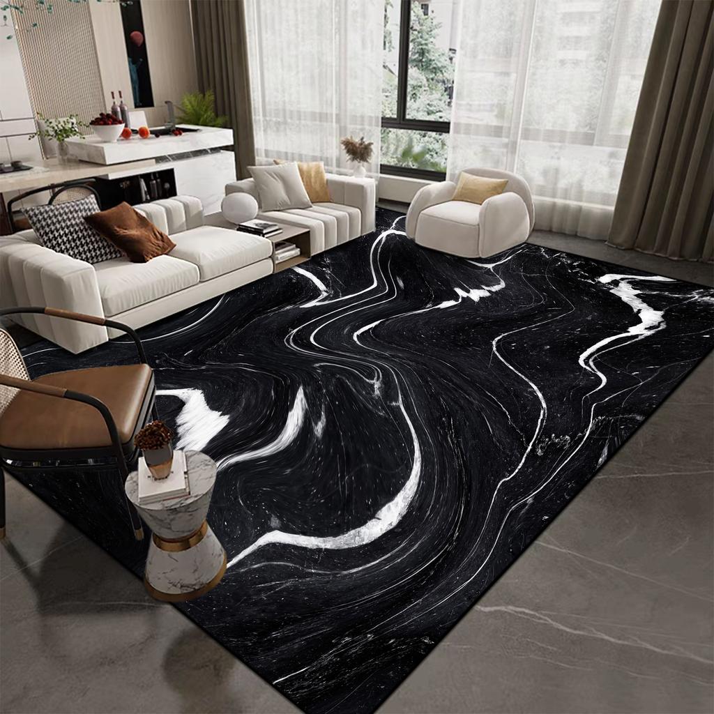 Fashionable Luxury Marble Carpet for Living Room Decoration Home Modern Rugs for Bedroom Non-slip Washable Lounge Floor Mats
