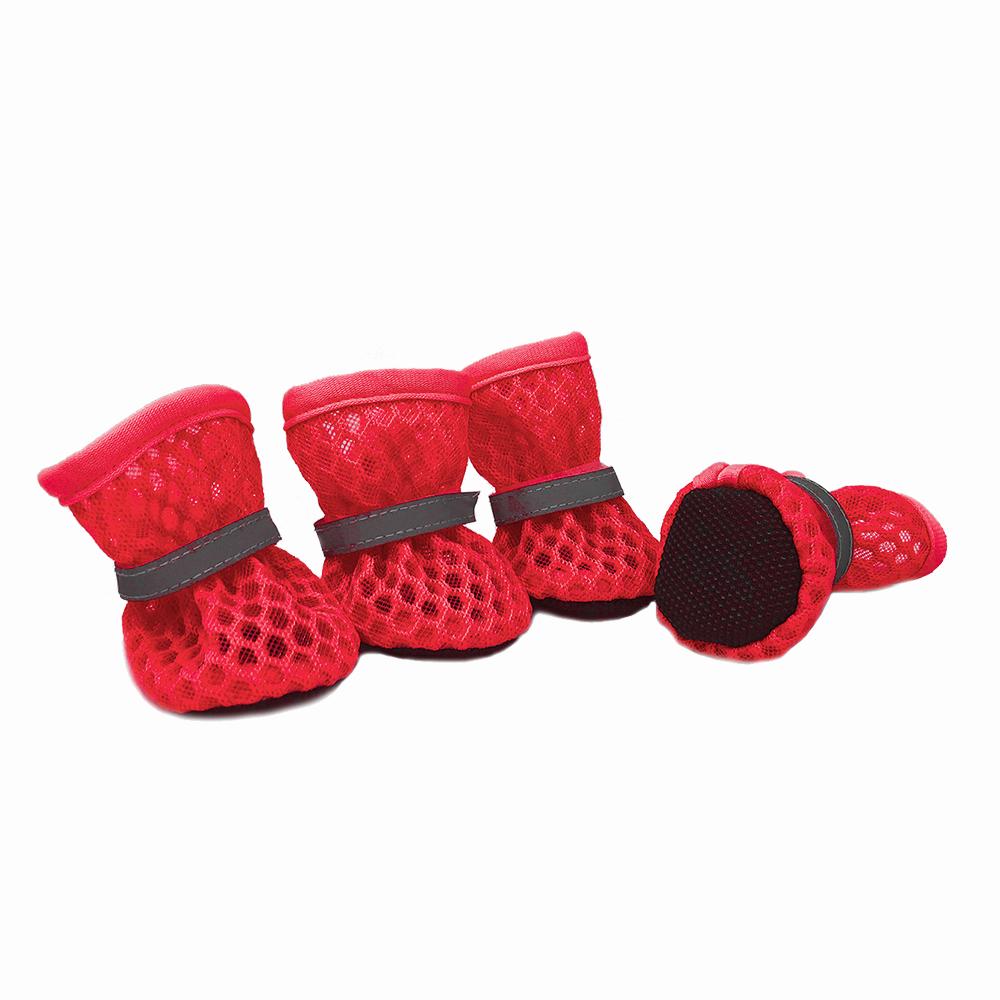 Mesh Dog Shoes For Small Dogs Cats Paw Protector Puppy Boots Reflective Breathable Chihuahua Pug Sandals Pet Supplies 4pcs/set
