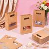 12pcs Kraft Paper Gift Bags with Visible Window and Die Cut Hole Handles Rectangle BurlyWood 14.8x6.8x23cm