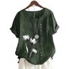Women's Casual Short Sleeve Top with Round Neck and 11 Vibrant Floral Prints