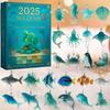 Рождественский календарь 2025, 24 дня, 2D, морское стекло, милые животные, украшения, рождественский календарь для детей, коллекционеров, подарки для вечеринок, на стену, дверь