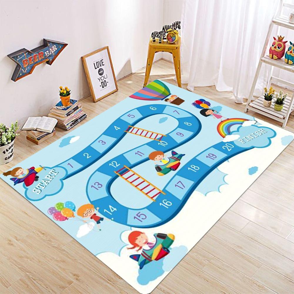 Большой коврик с изображением змей и лестниц, красочный, для гостиной, спальни, детской комнаты, нескользящий напольный коврик, мягкий игровой коврик для детей.