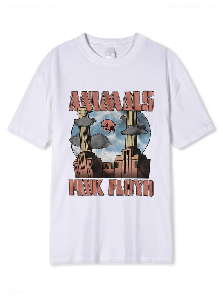 Уличная одежда Летняя розовая хлопковая футболка Унисекс с коротким рукавом Футболки Унисекс Одежда для хард-рок-групп Винтажные топы FloydS Хип-хоп одежда