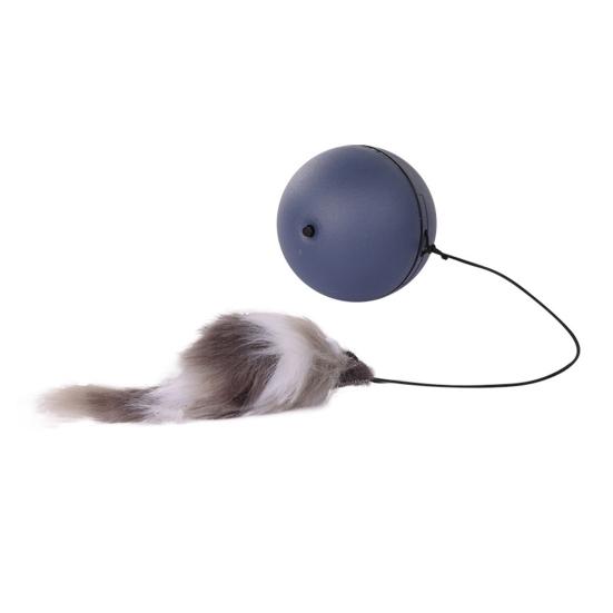 Автоматическая игрушка для кошек с катящимся мячом, интерактивная умная движущаяся игрушка с активируемым движением хвоста, электрическая игрушка для обогащения домашних животных для собак и кошек